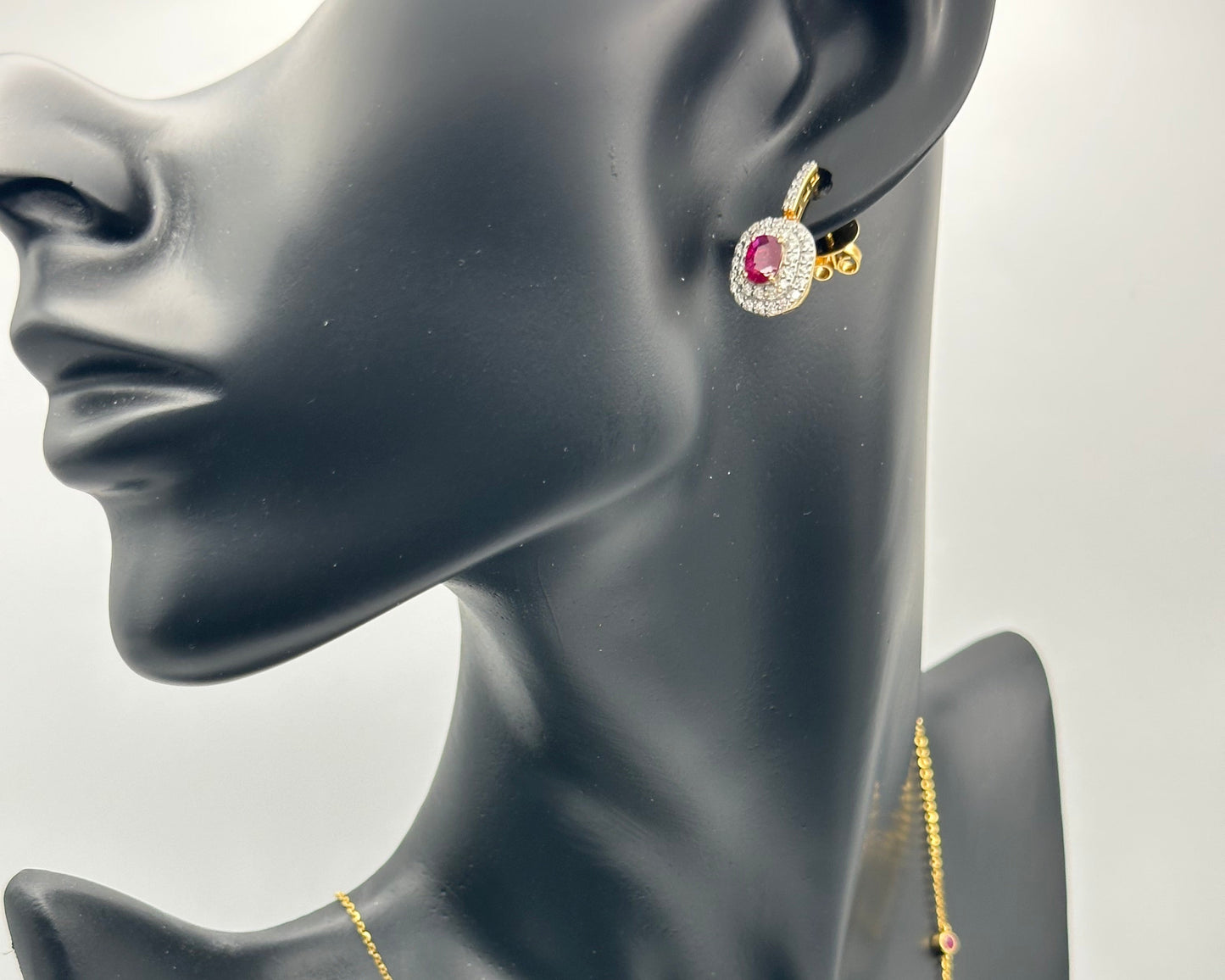Ruby and Diamond Drop Earrings 18K Gold