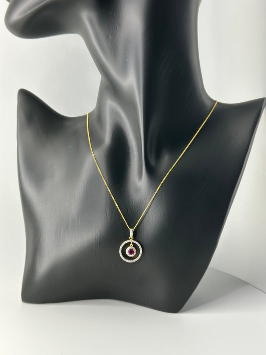 Ruby and Diamond Pendant 18K Gold