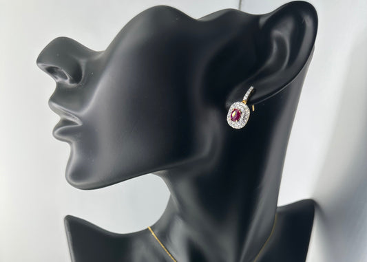 Ruby and Diamond Drop Earrings 18K Gold