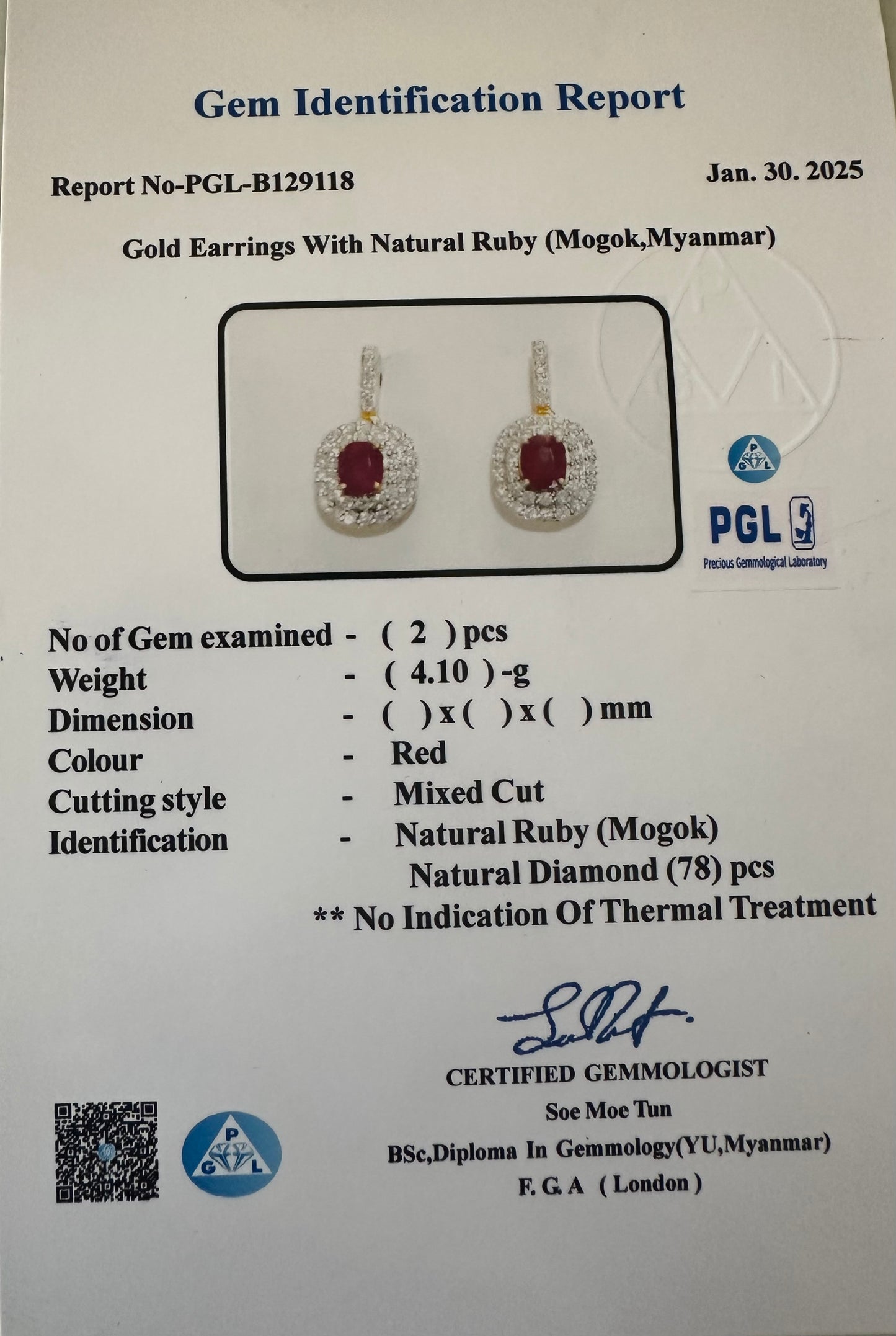 Ruby and Diamond Drop Earrings 18K Gold