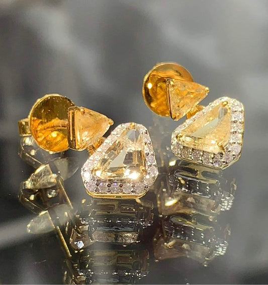 Danburite and Diamond Drop Earrings 18K Gold