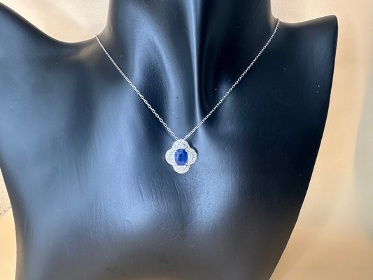 Sapphire and Diamond Pendant 18K Gold