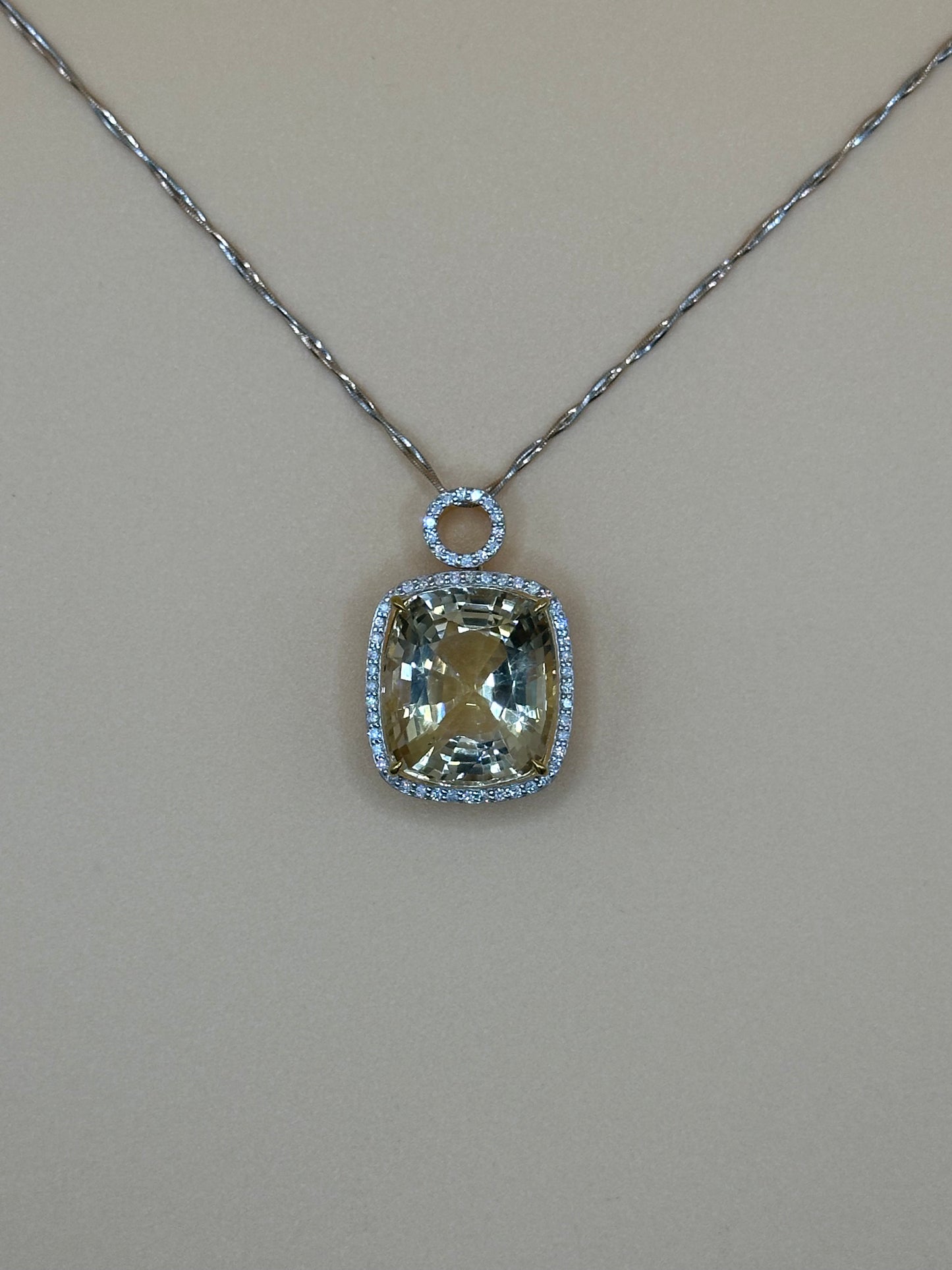 Citrine and Diamond Pendant 18K Gold