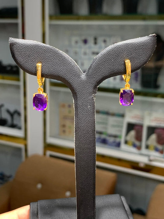 Amethyst Drop Earrings 18K Gold