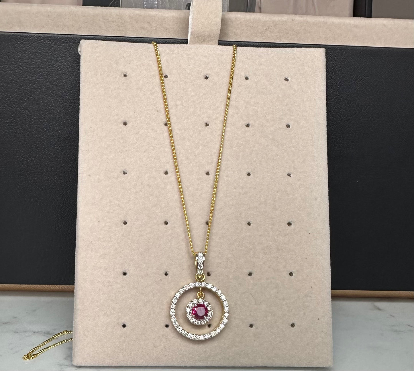 Ruby and Diamond Pendant 18K Gold