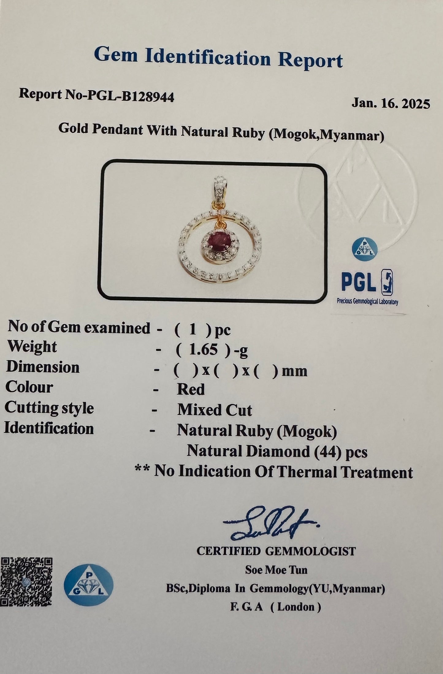 Ruby and Diamond Pendant 18K Gold